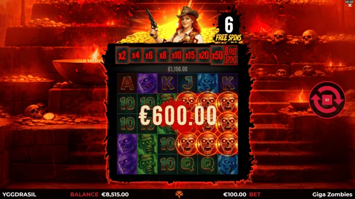 Giga Zombies – laimėjimas Free Spins metu