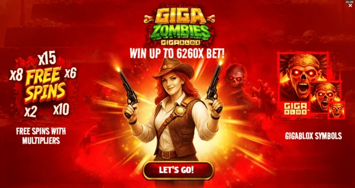 Giga Zombies – pagrindinis meniu su statymo pasirinkimais